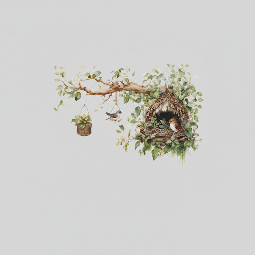Cute Branch Bird Nest Children's Bedroom Entrance Home Decoration Wall Sticker